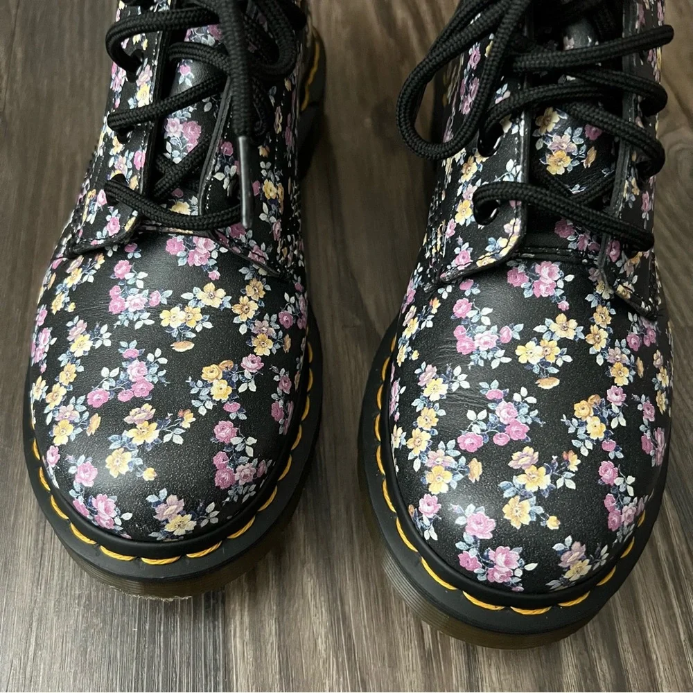 Dr. Martens Black Floral Air Wair Boots - Picture 14 of 15